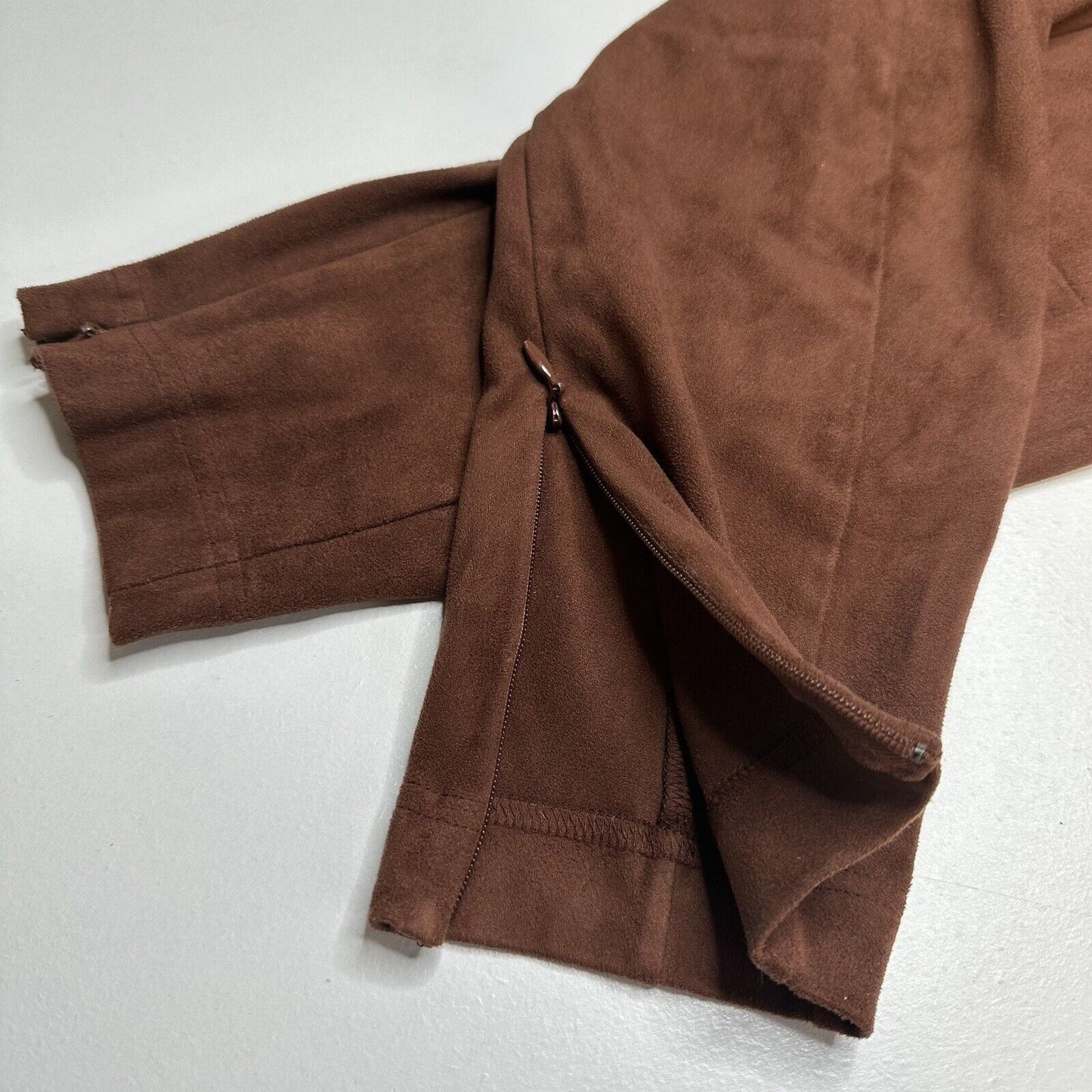 Sundance Pants Womens 8 Faux Suede Brown Legging Skinny Moto Zip Hem Academia