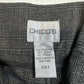 Chicos Pants 2 Womens 12 Gray Plaid Wide Leg Trouser Career Knit Stretch EUC