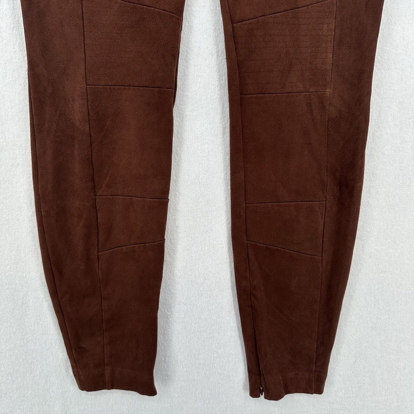 Sundance Pants Womens 8 Faux Suede Brown Legging Skinny Moto Zip Hem Academia