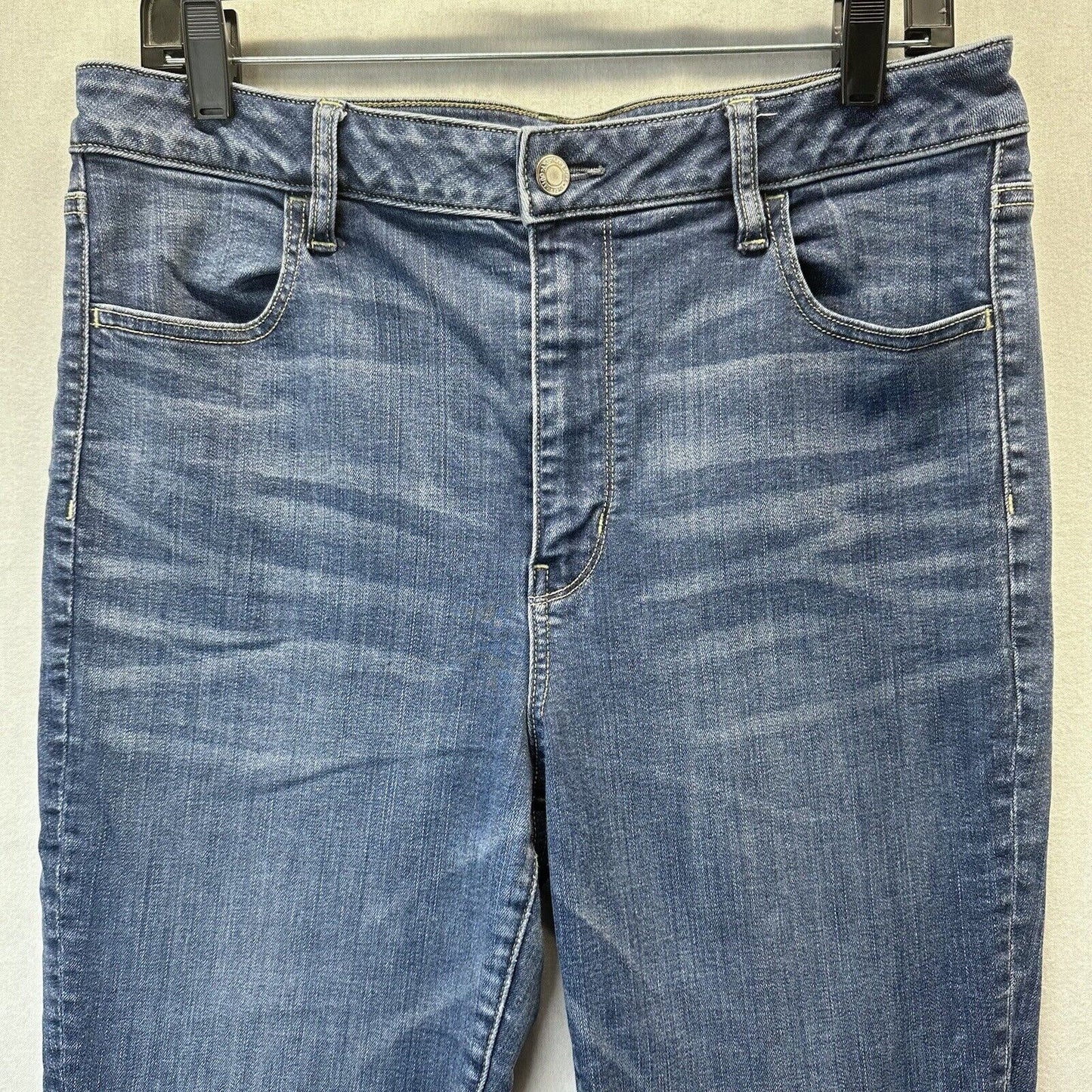 American Eagle Jeans Womens 14 Super Hi Rise Jegging Super Stretch Blue *Flaw