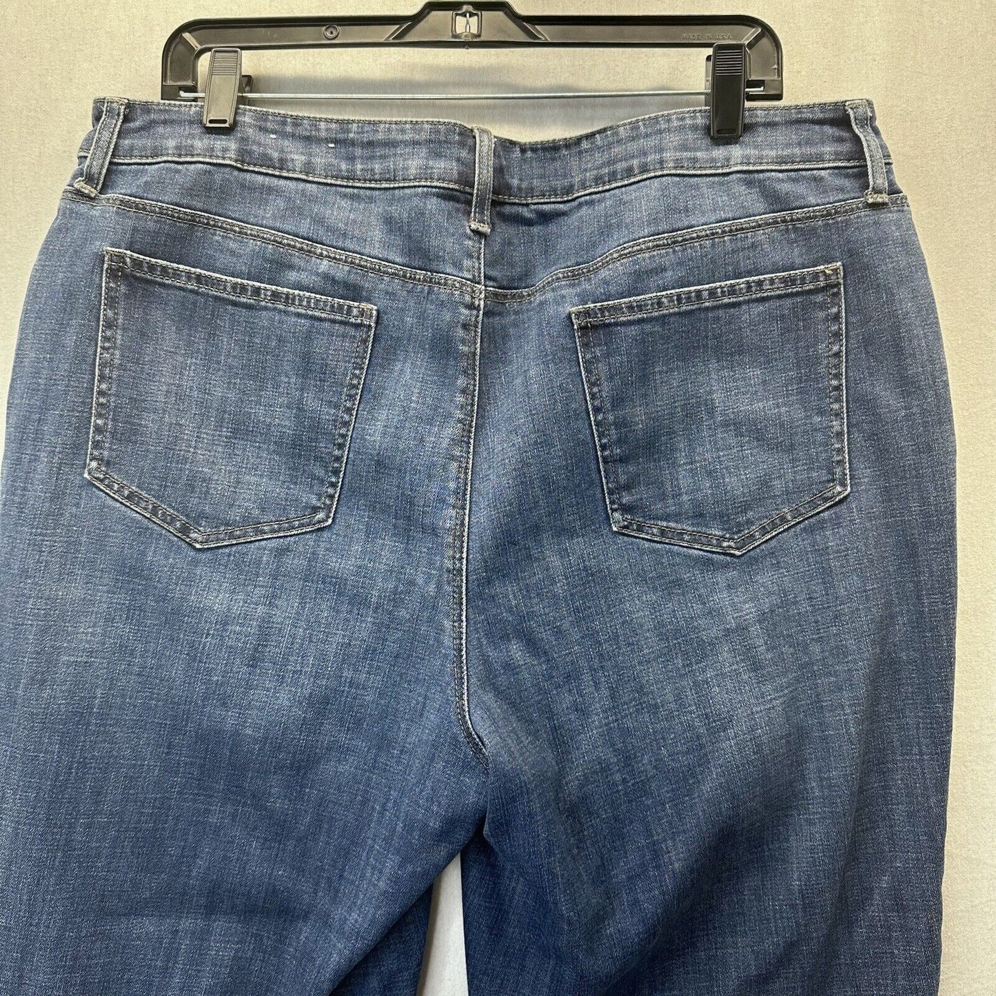 Chicos Jeans 3 US 16 So Slimming Girlfriend Slim Ankle Stretch Blue Denim Pearls