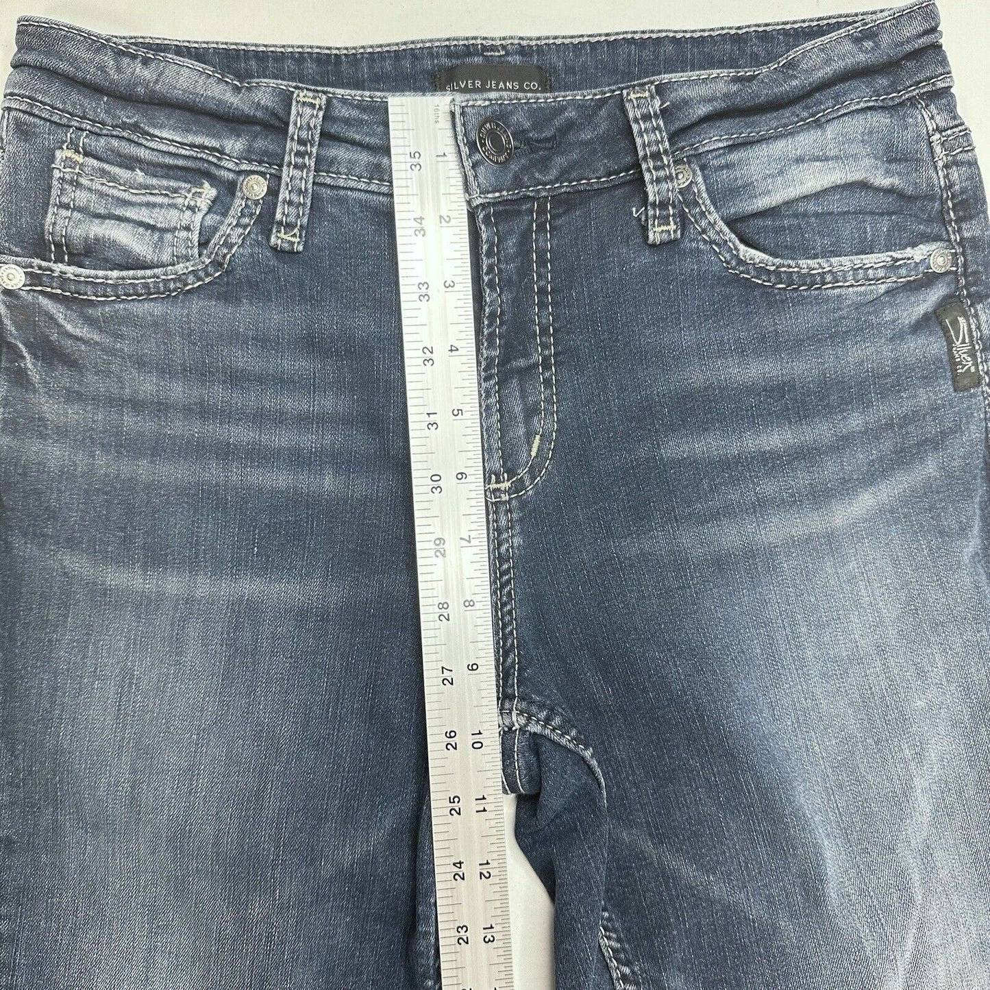 Silver Jeans Womens 30 Avery Skinny Crop Curvy Stretch Blue Denim Dark Wash