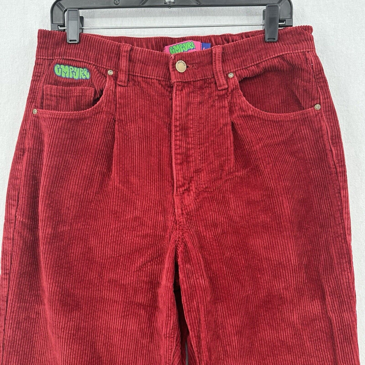 Empyre Jeans Womens Large 12 Corduroy Tori Baggy Straight Red Preppy Skater