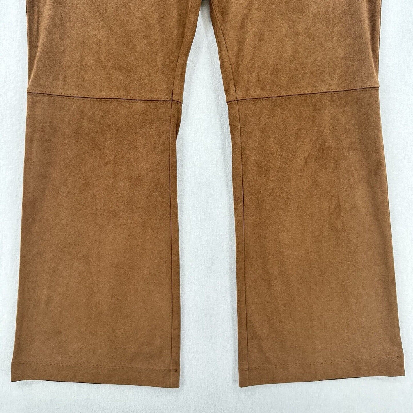 Soft Surroundings Pants Womens Large Petite Flared Crop Faux Suede Brown EUC