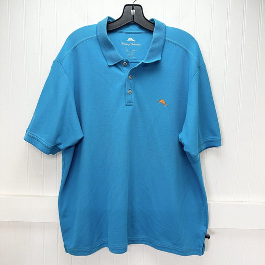 Tommy Bahama Shirt Mens XL Blue Polo Short Sleeve Embroidered Logo Golf Preppy