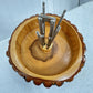 Vintage Walnut Nut Bowl With Nut Cracker & 4 Picks 8" Rustic Wood Farmhouse Dish