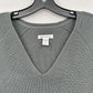 Athleta Sweater Womens Small Hanover V-Neck Gray Knit Merino Wool Blend Relaxed