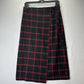 Banana Republic Skirt Women 6 Midi Red Black Plaid Faux Wrap Office Academia NEW