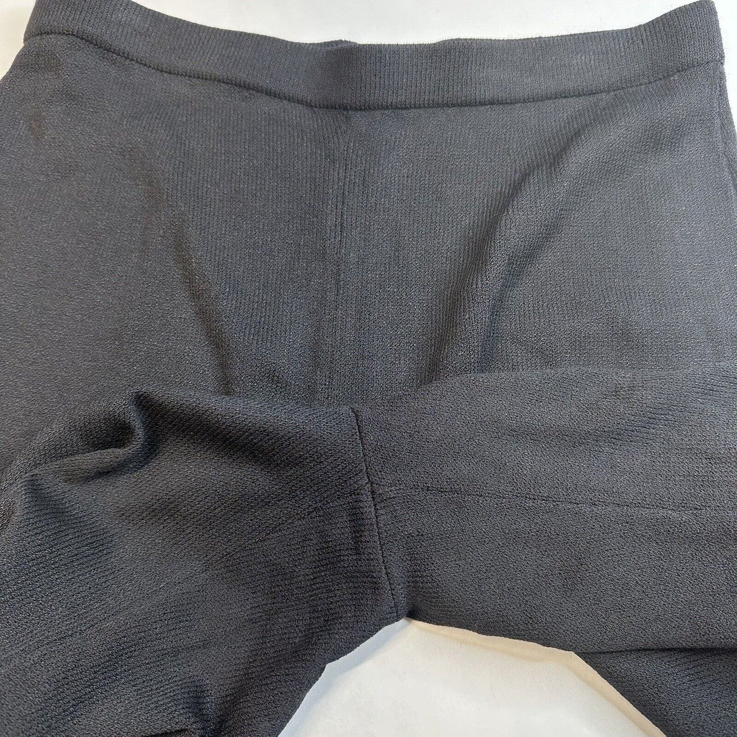 St John Pants Women 14 Black Caviar Santana Knit Wide Crop Wool Blend PullOn EUC