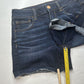 American Eagle Hi Rise Shortie 10 Super Stretch Dark Blue Jean Denim Short Fray