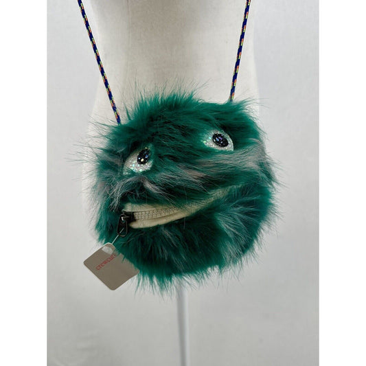 CrewCuts Girls Navy Blue Green Max the Monster Furry Shoulder Bag NWT J Crew