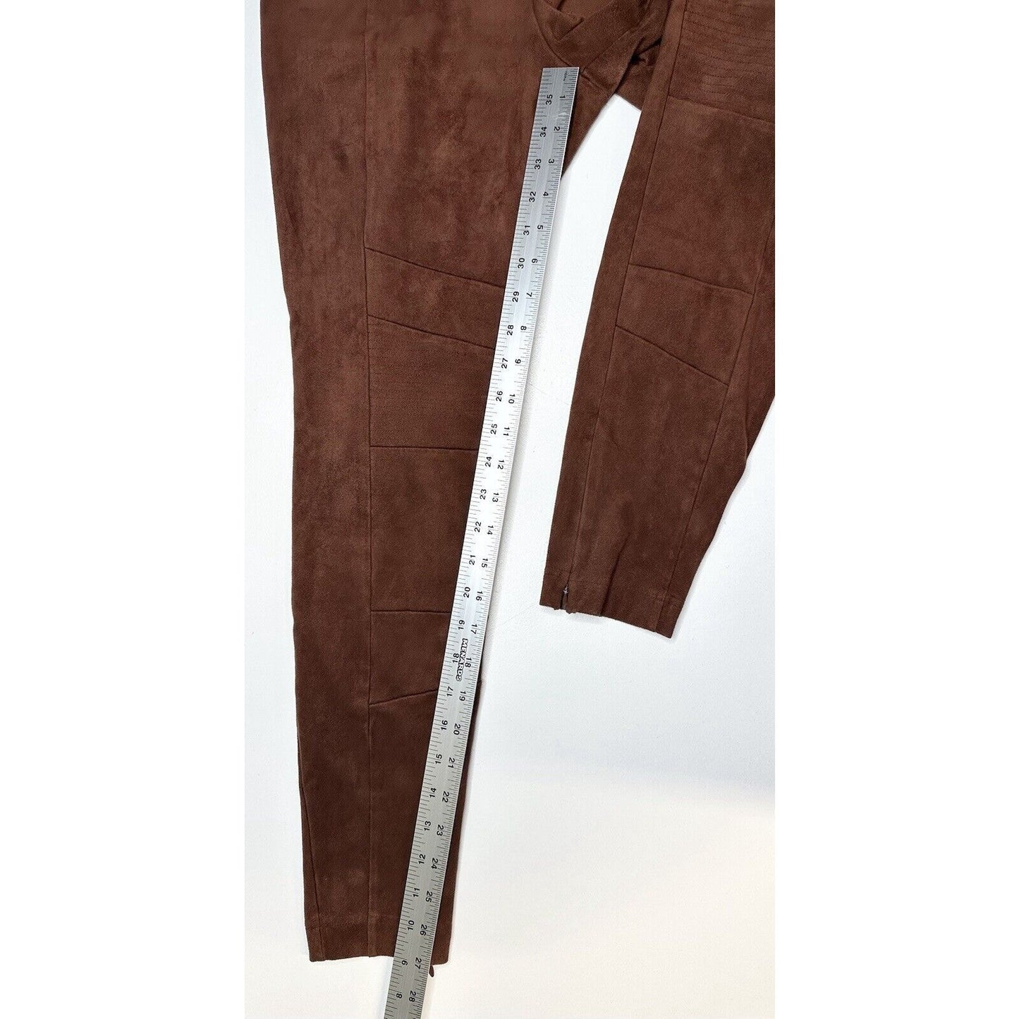 Sundance Pants Womens 8 Faux Suede Brown Legging Skinny Moto Zip Hem Academia