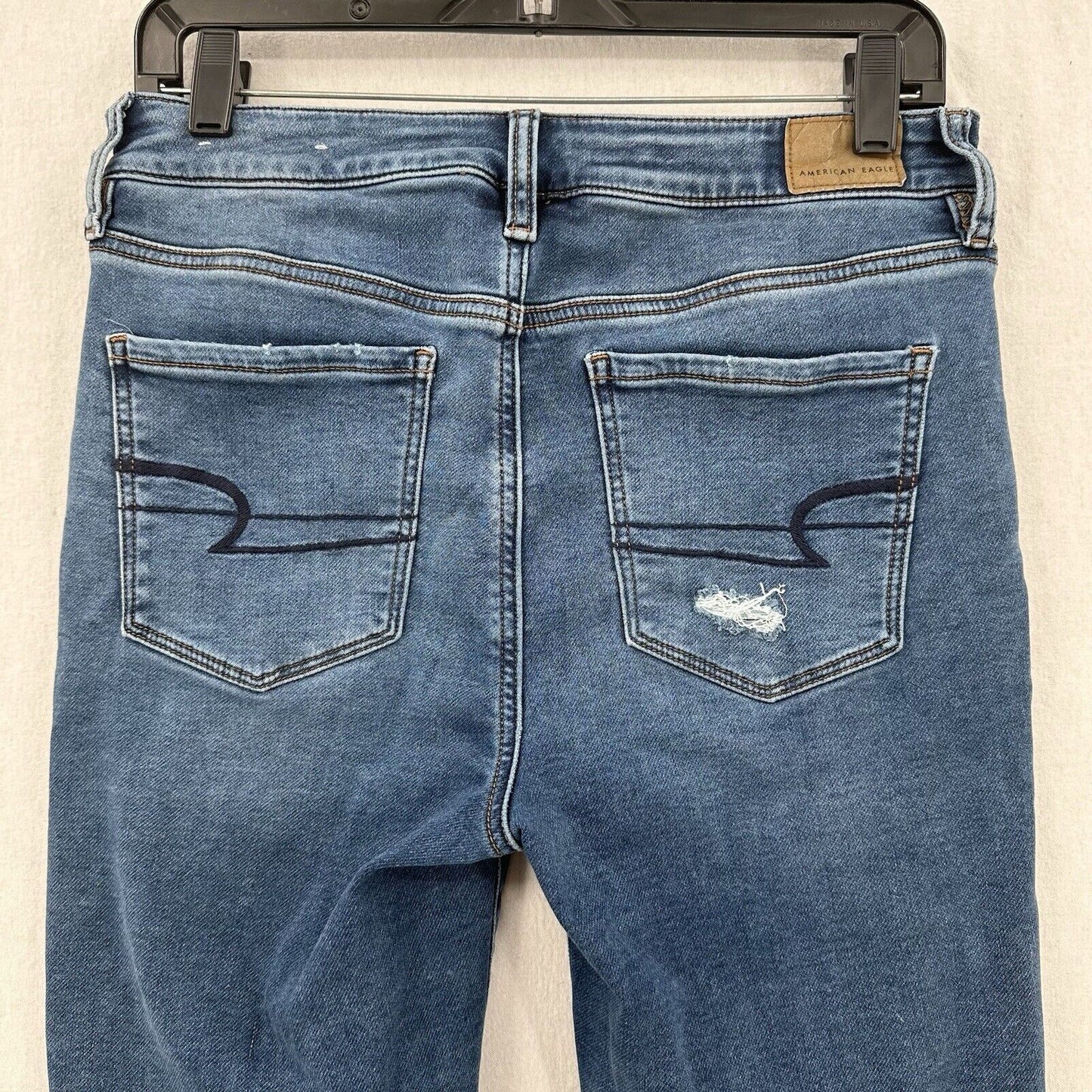 American Eagle Jeans 10 Hi Rise Jegging Next Level Stretch Blue Distress Grunge