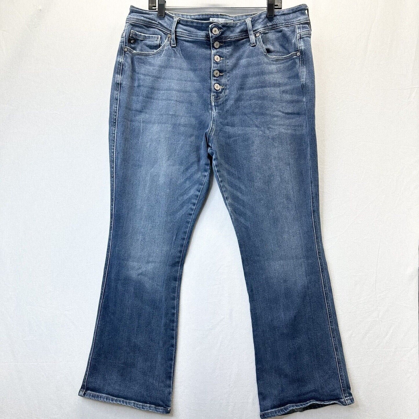 Kancan Jeans Womens 22 Flare Blue Stretch Denim Button Fly Distressed Cowboy