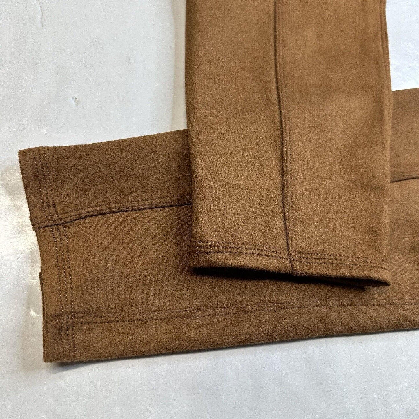 Spanx Leggings Womens 1X Faux Suede Brown Caramel Pull On Pants Slimming EUC