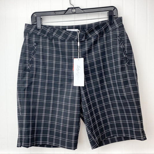 Lady Hagen Shorts Womens 8 Bermuda Golf Midrise Plaid Black White Casual NEW