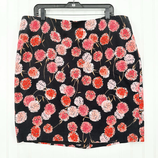 Talbots Skirt Womens 18W Petite Black Pink Floral Short Lyocell Lined Career NEW