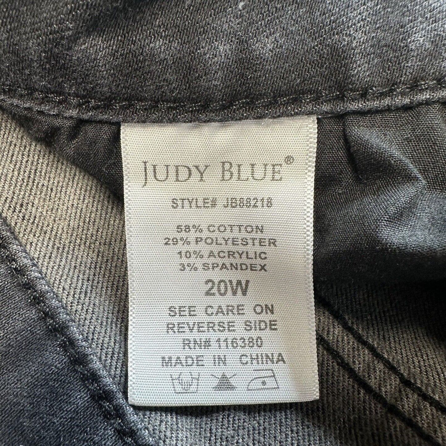 Judy Blue Jeans Womens 20W Skinny Black Stretch Denim Casual Comfort Plus Size