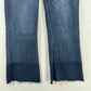 Spanx Jeans Womens Small Cropped Flare High Rise Pull On Stretch Denim Fray EUC