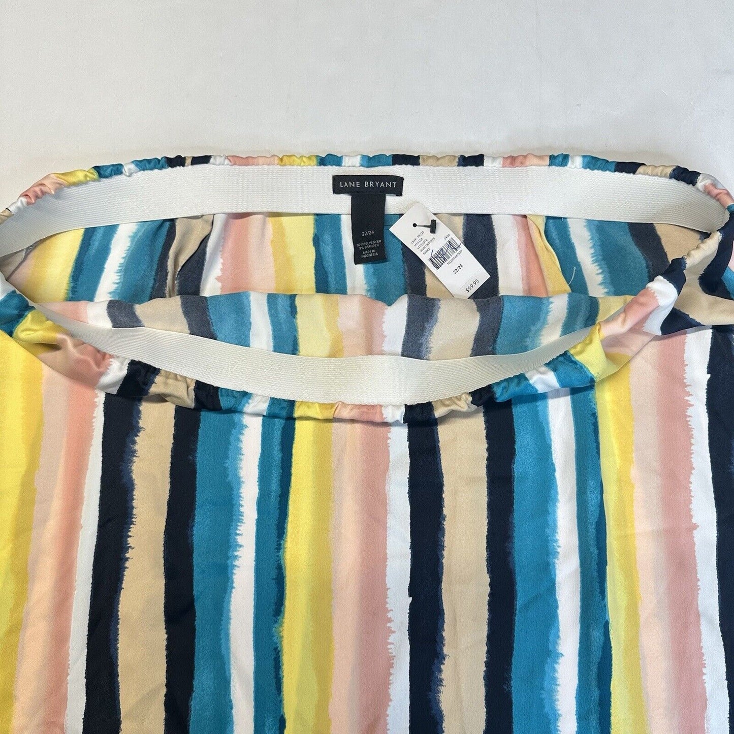 Lane Bryant Skirt Womens 22 24 Multicolor Stripes Lightweight Coastal NEW