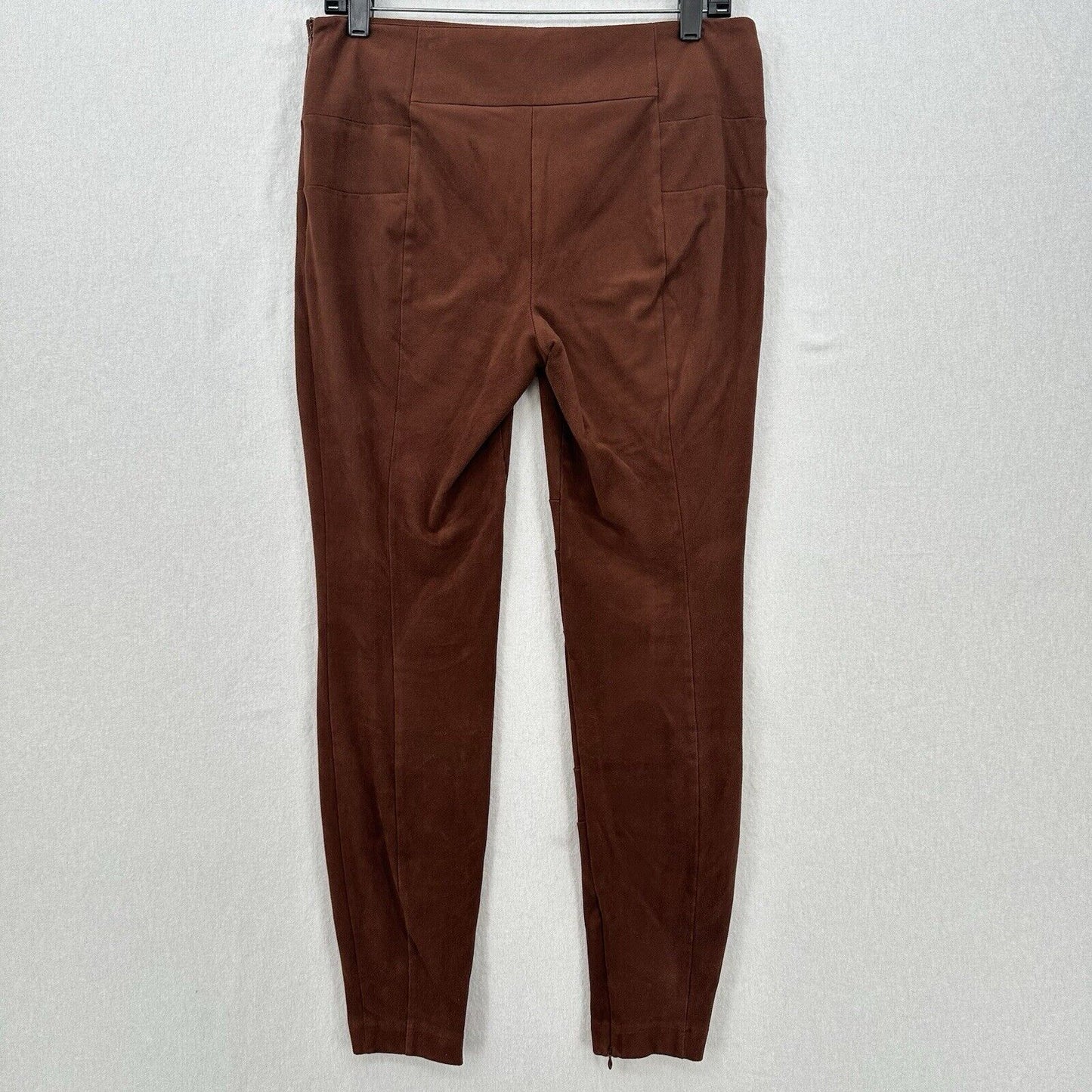 Sundance Pants Womens 8 Faux Suede Brown Legging Skinny Moto Zip Hem Academia