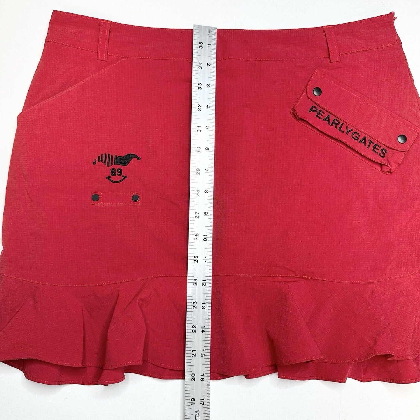 Pearly Gates Golf Skort Womens US 12 Pickleball Red Ripstop Skirt/Shorts EUC