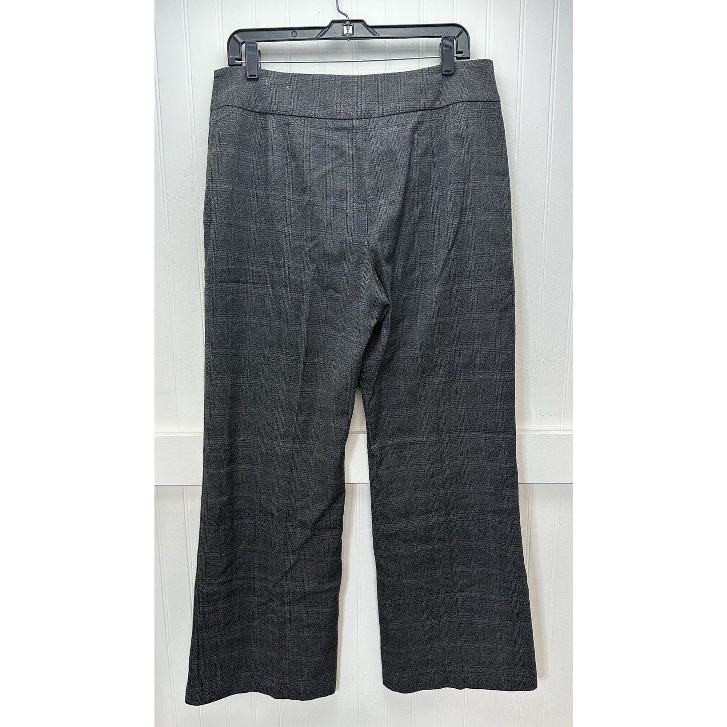 Chicos Pants 2 Womens 12 Gray Plaid Wide Leg Trouser Career Knit Stretch EUC