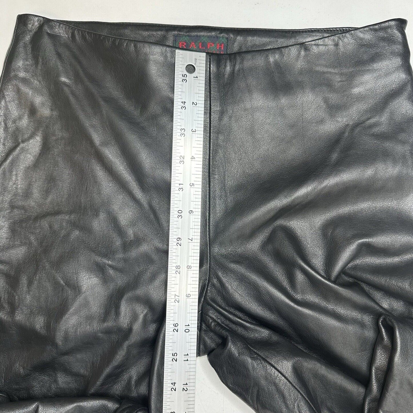 Vintage Ralph Lauren Leather Pants Womens 4 Black Bootcut Lined Moto Biker Goth