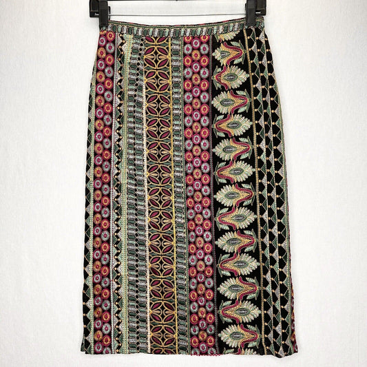 Anthropologie Vanessa Virginia Skirt Womens 0 Pencil Embroidered Lined Career