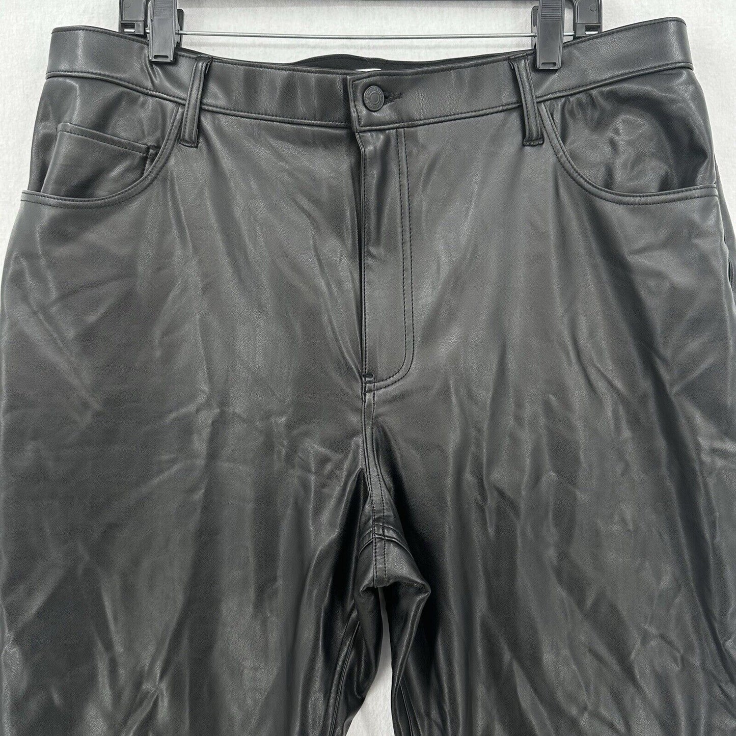 Abercrombie Fitch Pant 34 18 Faux Leather Ankle Straight Ultra Hi Rise Curve EUC