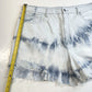 American Eagle Shorts Womens 18 Tie Dye Blue Highest Rise Mom Denim Fray *Flaw