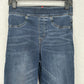 Spanx Jeans Womens Small Cropped Flare High Rise Pull On Stretch Denim Fray EUC