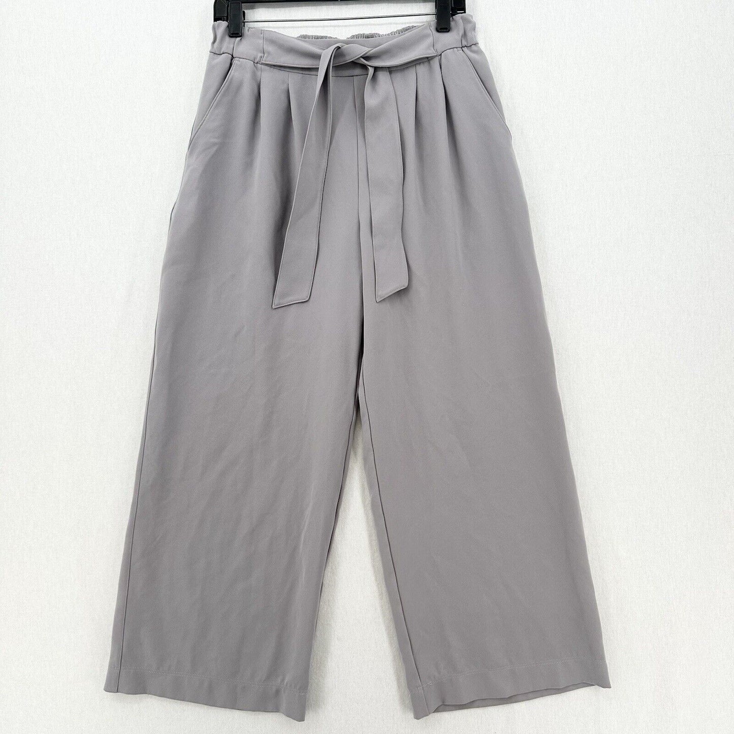 Lululemon Pants Women 10 Noir Wide Leg Ankle High Rise Gray Belted Flowy Coastal