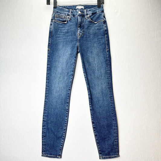 Good American Jeans Womens 0 25 Blue Good Legs Skinny Cropped Denim Medium Wash