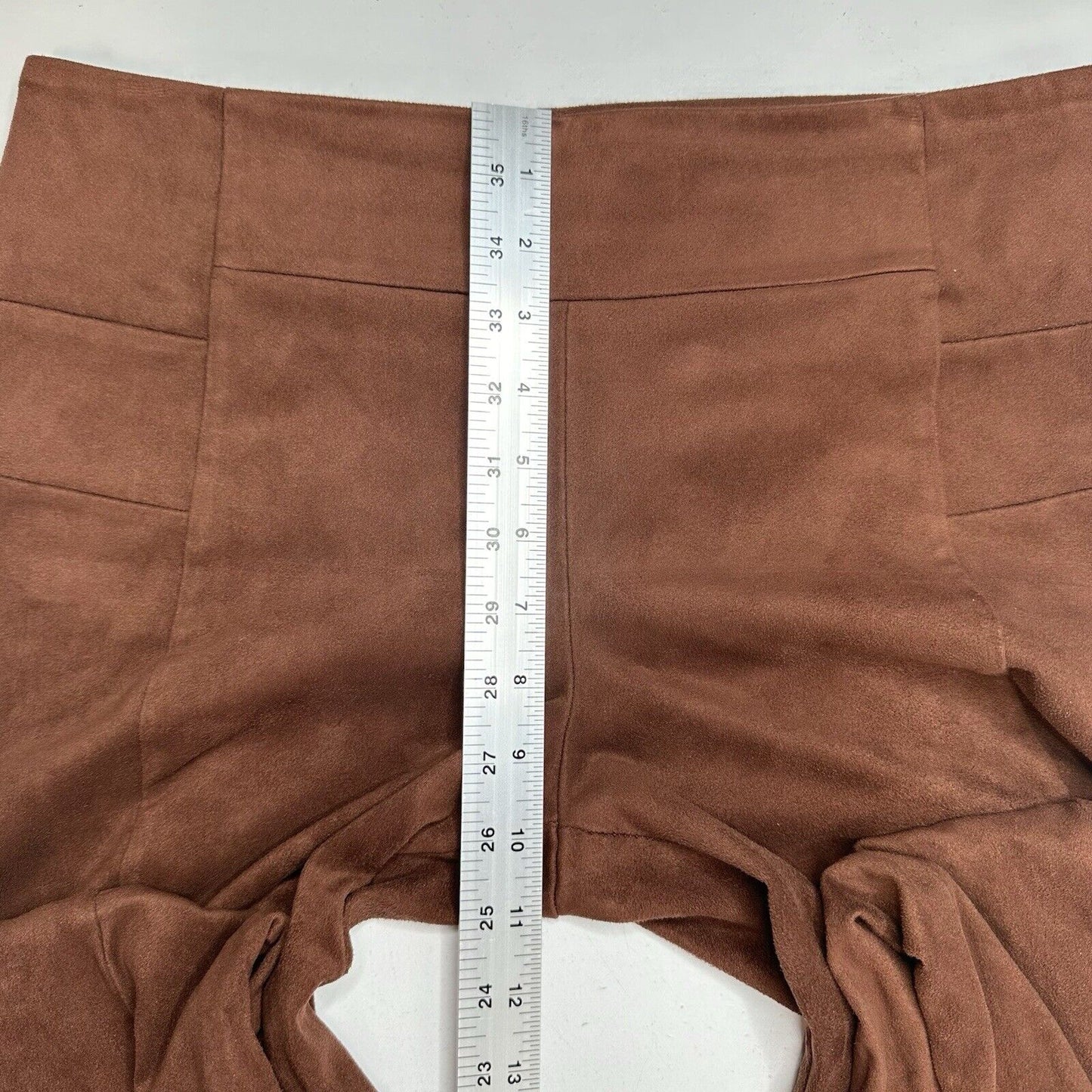 Sundance Pants Womens 8 Faux Suede Brown Legging Skinny Moto Zip Hem Academia