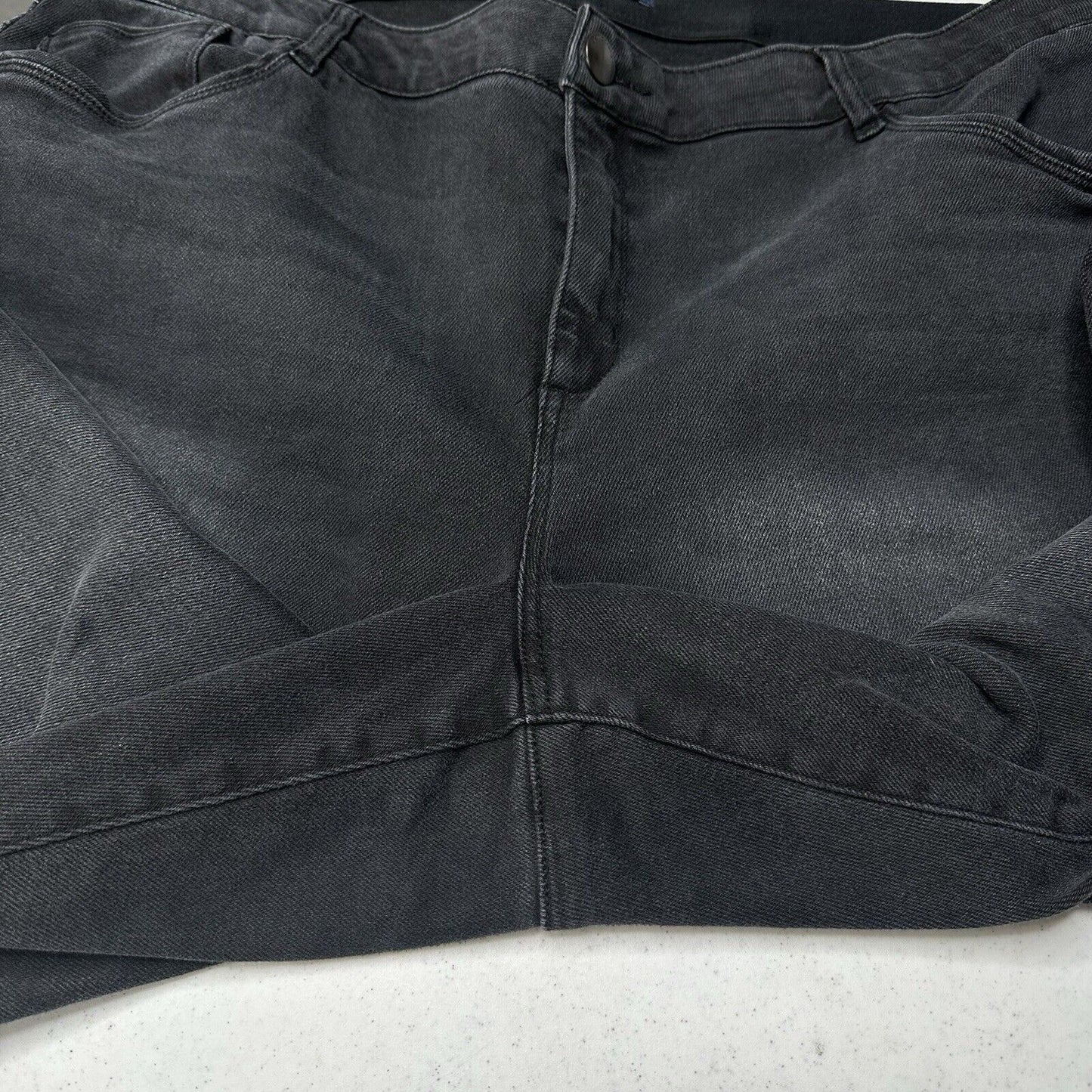 Democracy Jeans 22W Ab Solution Barely Bootcut Crop Faded Black Denim Booty Lift