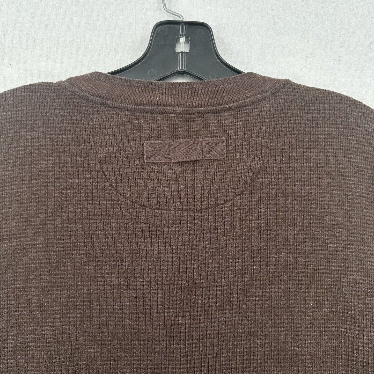 Duluth Trading Shirt Mens 2XL Henley Waffle Knit Thermal Brown Long Sleeve Work