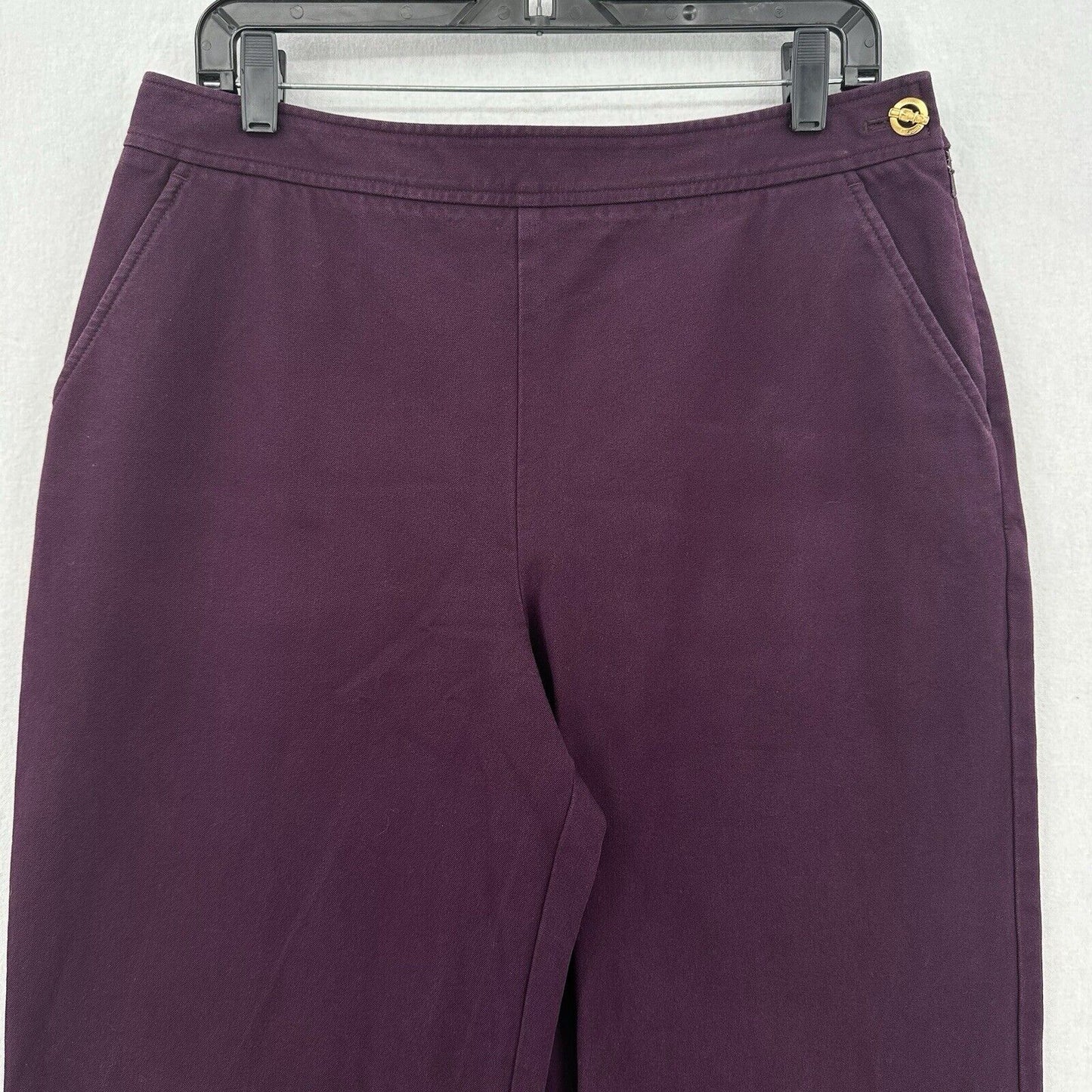 St John Sport Pants Womens 12 Wide Leg Ankle Purple Zip Career Contemporary