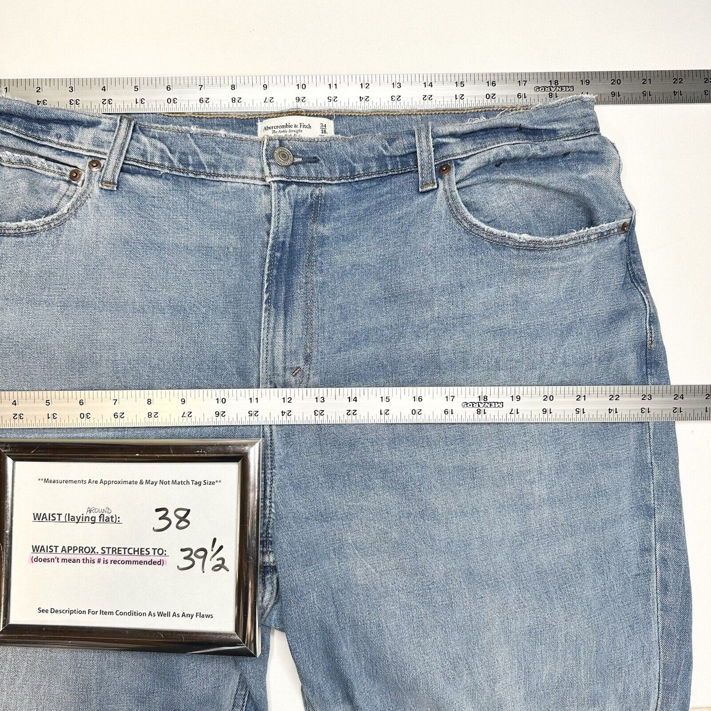 Abercrombie Fitch Jeans 34 18 Ankle Straight Ultra High Rise Curve Love Distress