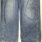 Levis Overalls Womens Large Wide Straight Leg Blue Denim Bibs 90s Y2K *Flaw