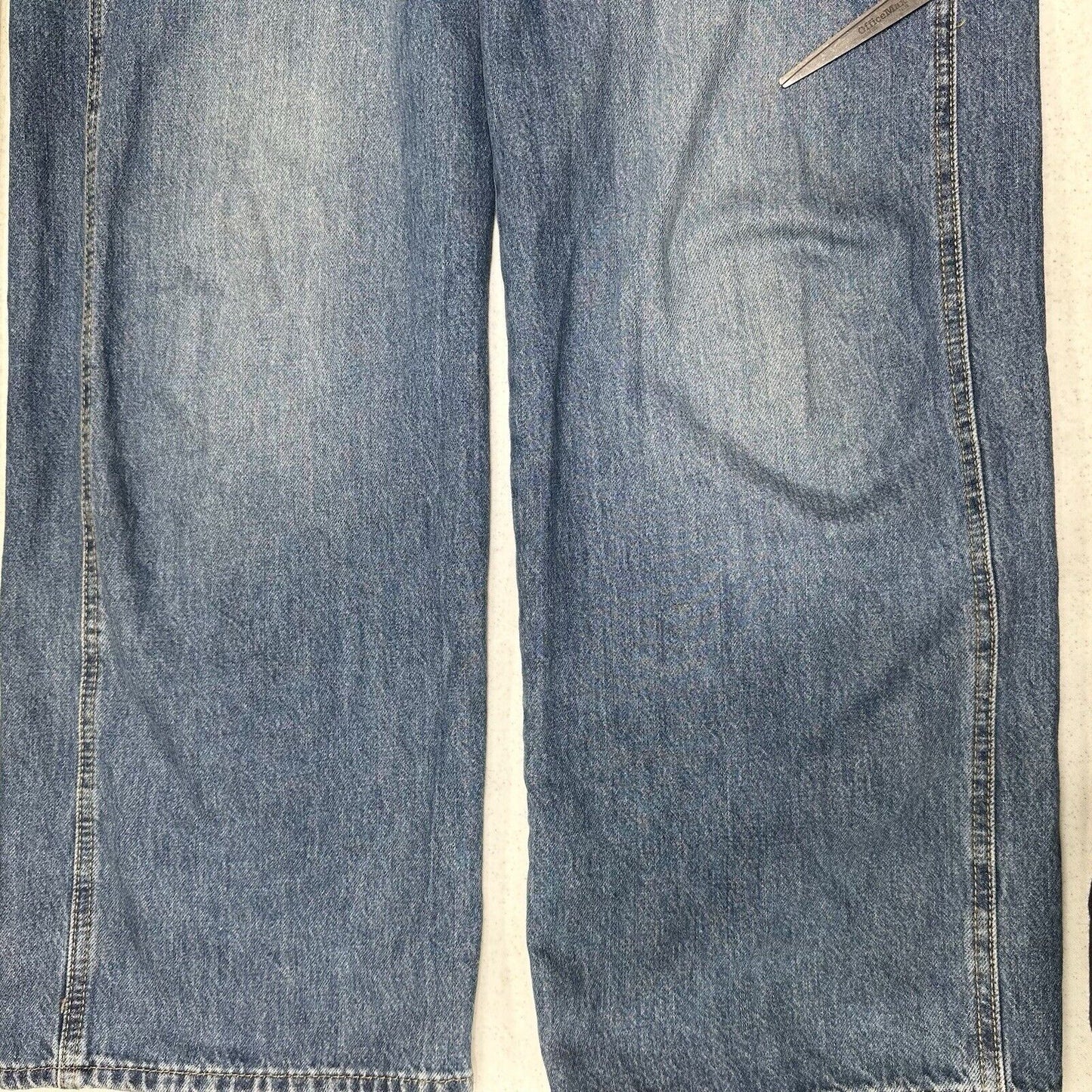 Levis Overalls Womens Large Wide Straight Leg Blue Denim Bibs 90s Y2K *Flaw