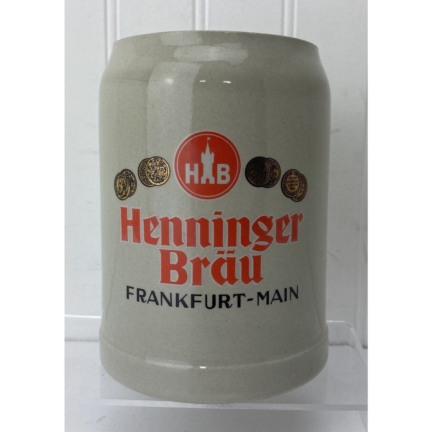 Lot of 2 Vintage .5L West German Beer Steins - Henninger Brau, Hofbrauhaus