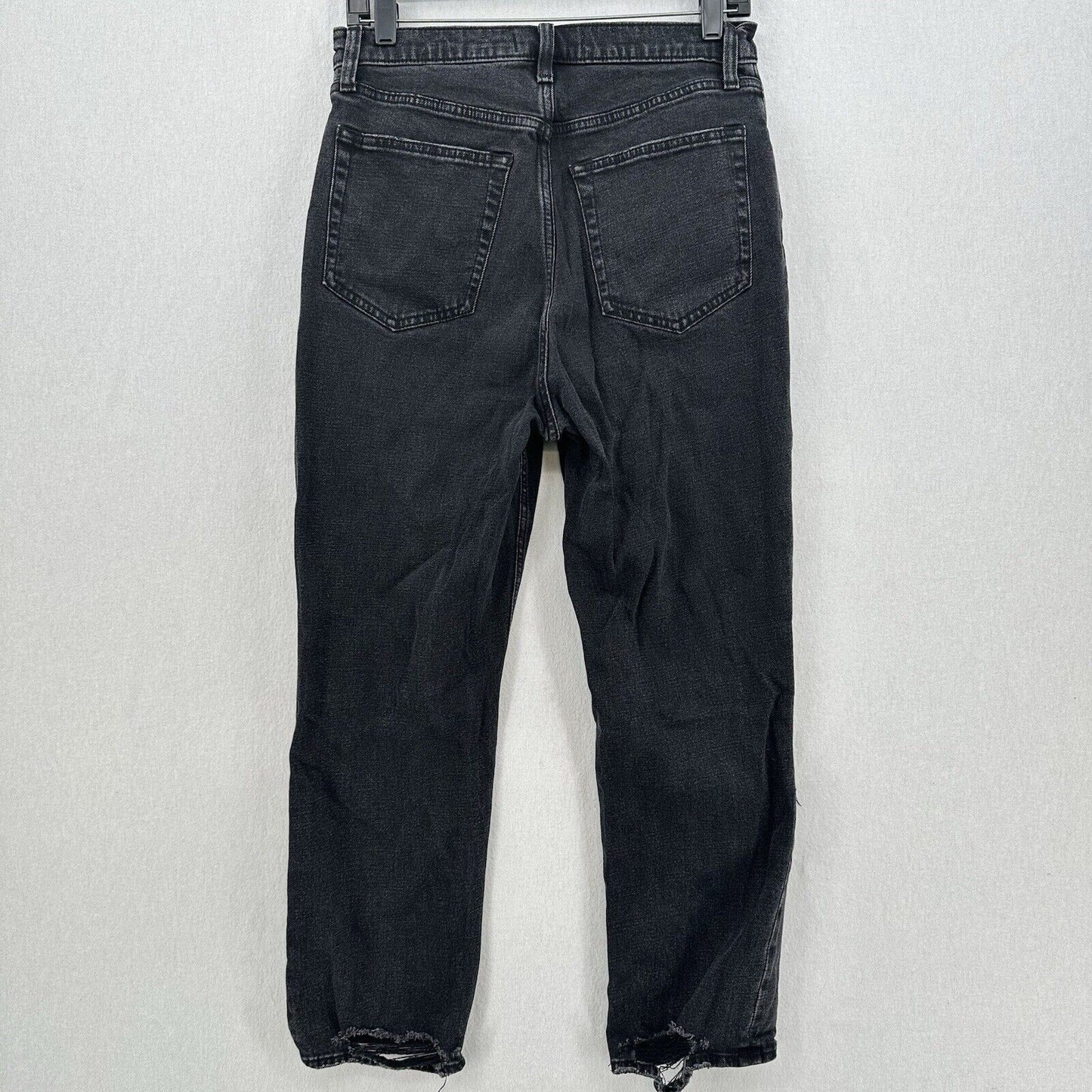 Abercrombie Fitch Jean 30 10 Ankle Straight Ultra High Rise Curve Black Distress