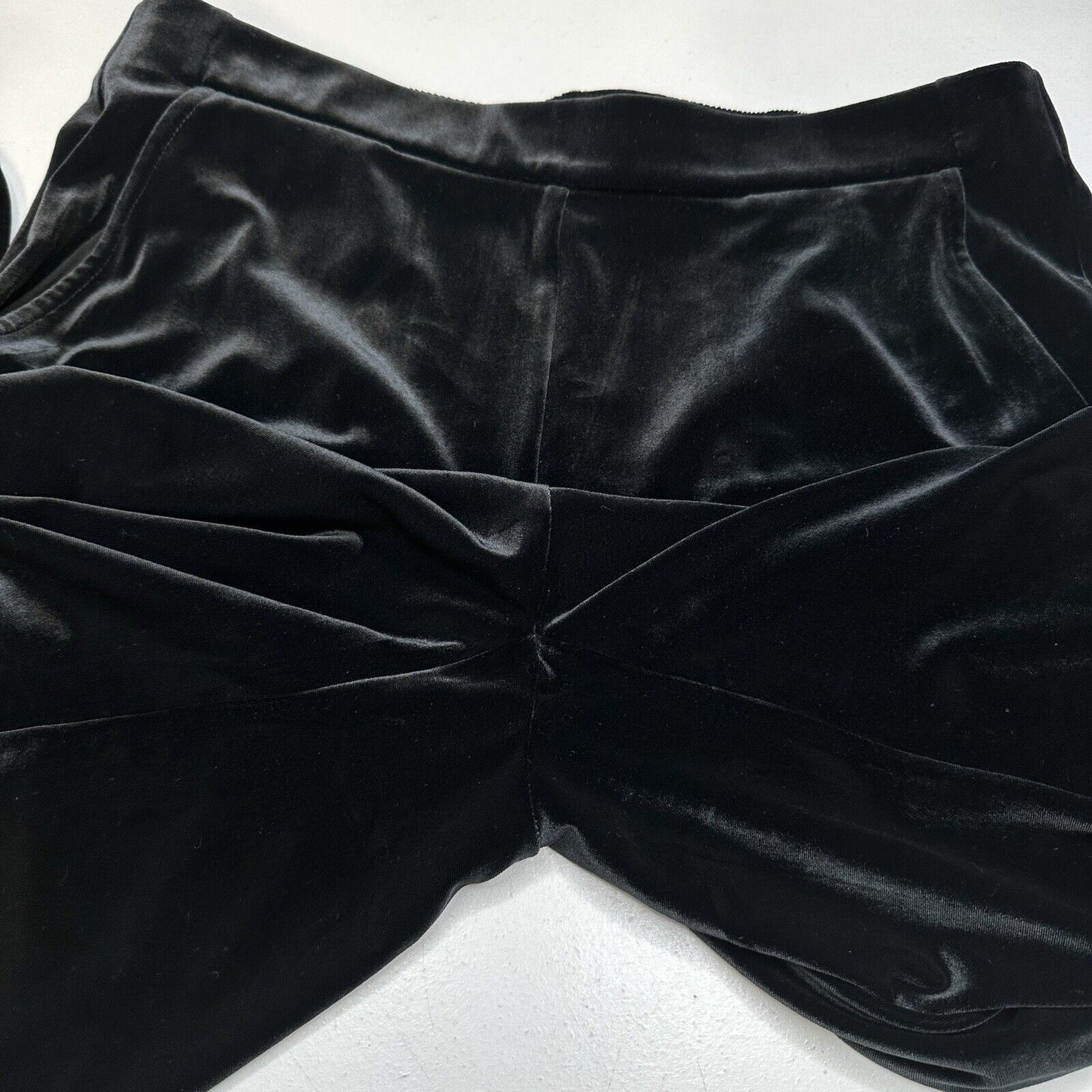 J Jill Wearever Pants Women Small Velvet Full Wide Leg Black Pull On Pockets EUC