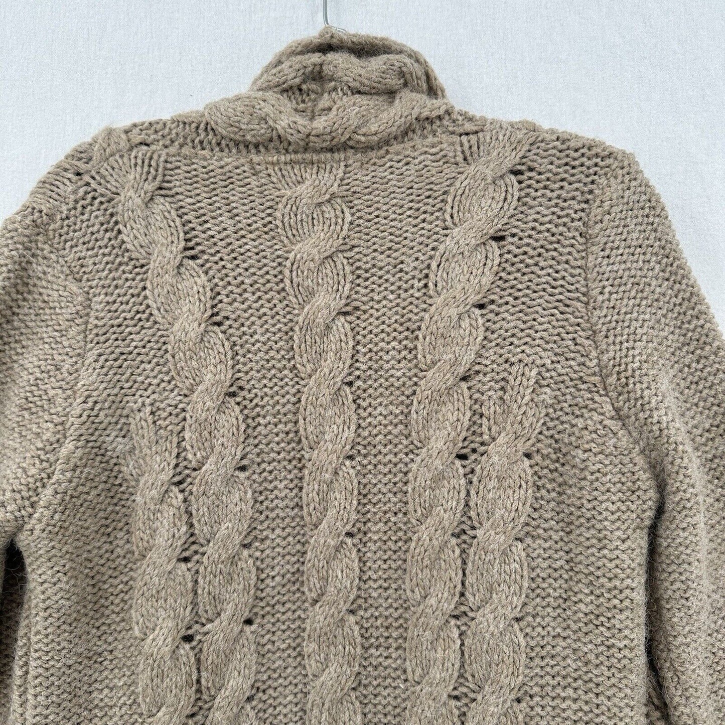 Elsamanda Sweater Medium Cardigan Wool Alpaca Blend Tan Chunky Duster Italy