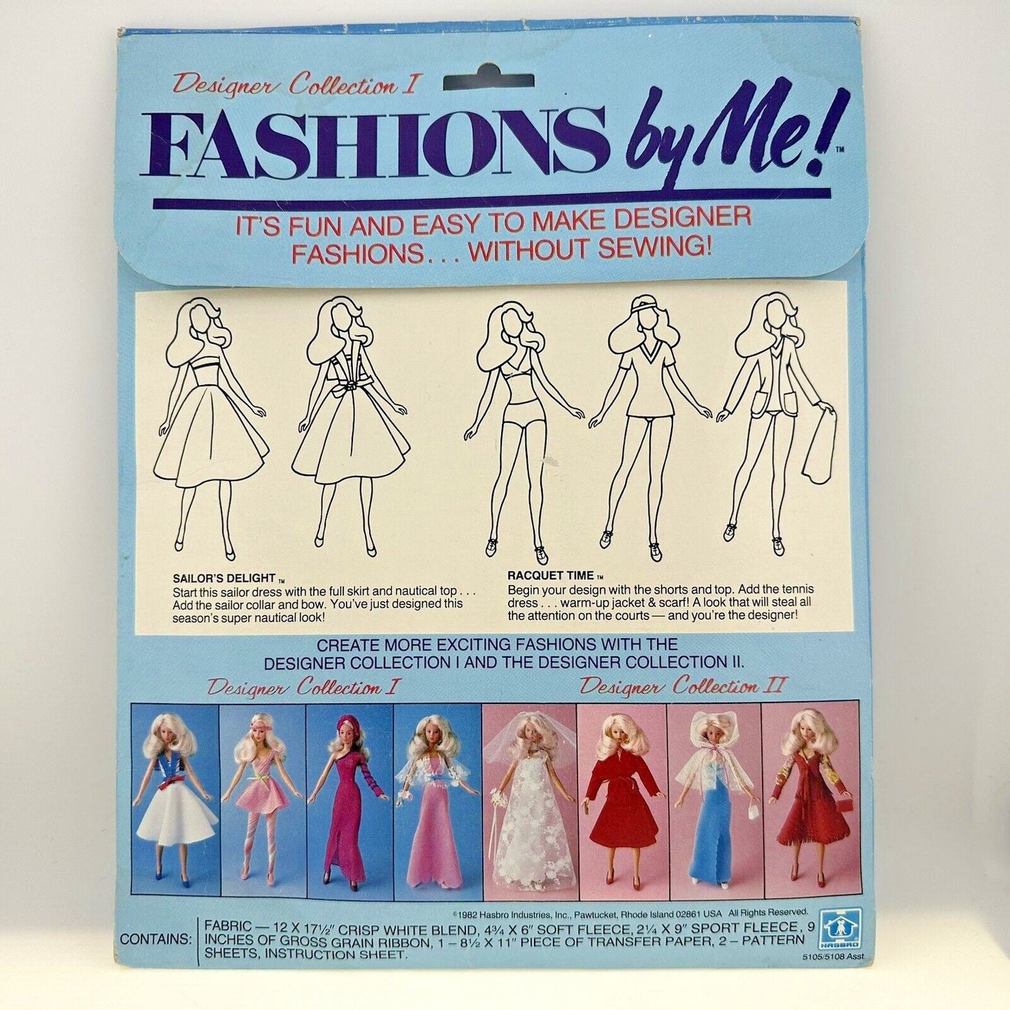 Hasbro Fashions by Me Designer Collection 1 Clothing Patterns & Fabric Pieces