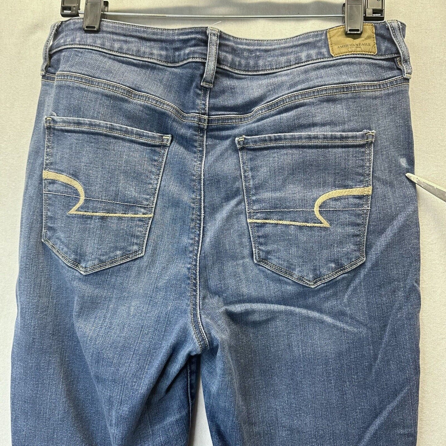 American Eagle Jeans Womens 14 Super Hi Rise Jegging Super Stretch Blue *Flaw