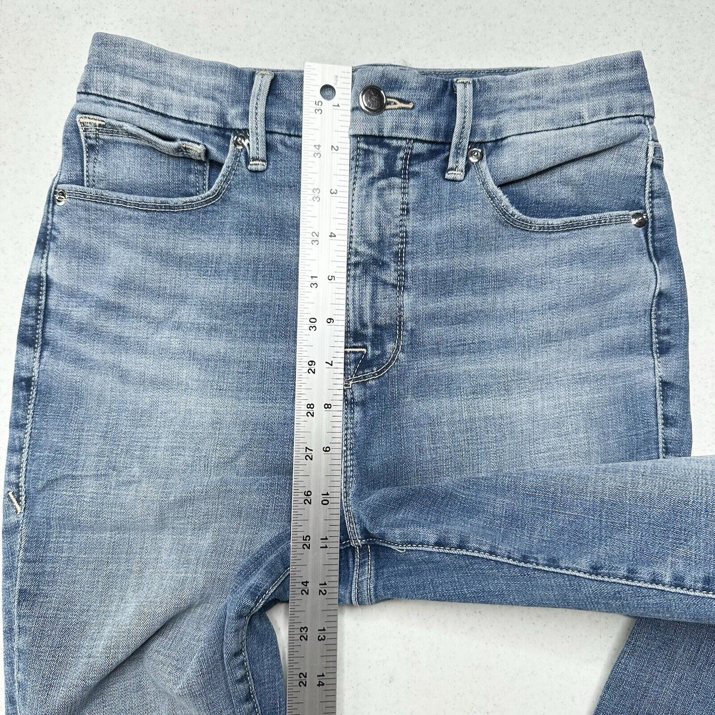 Good American Jeans Women 6 28 Good Waist Crop Skinny Ankle Blue Denim Distress