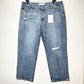 Kancan Jeans Womens 33 16W Straight Blue Denim Light Wash Distressed 90s NEW