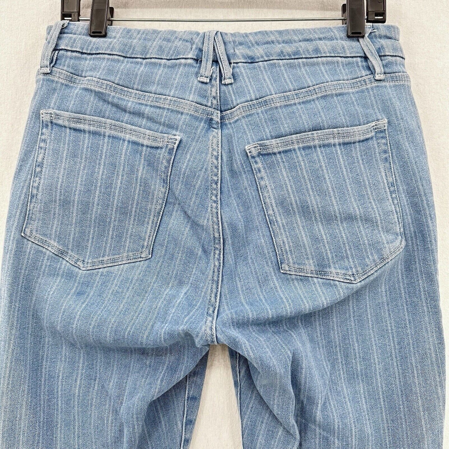 Good American Jeans Women 14 32 Good Legs Crop Skinny Blue Stripes Denim Fray